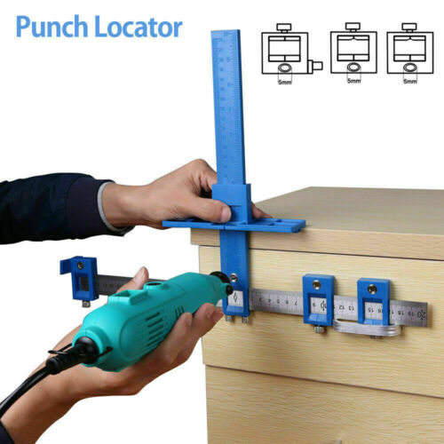 Drill Guide Punch Locator Tool Sleeve Cabinet Jig Drawer Pull Wood Dowelling Usa