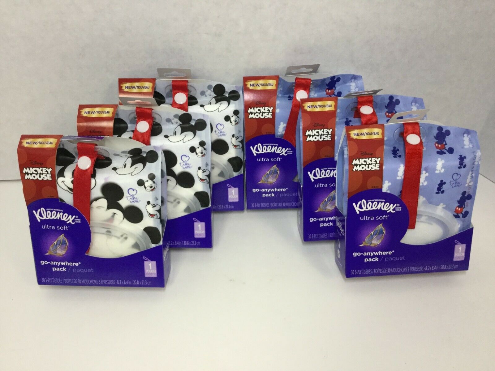 Kleenex Ultra Soft Anywhere Clip On Facial Tissues Mickey Mouse, 6 Packs