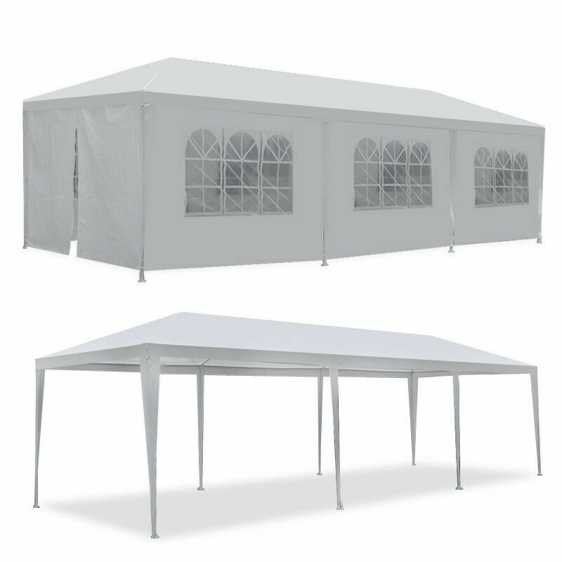 10' 20' 30' White Outdoor Wedding Party Tent Patio Gazebo Canopy With Side Wall