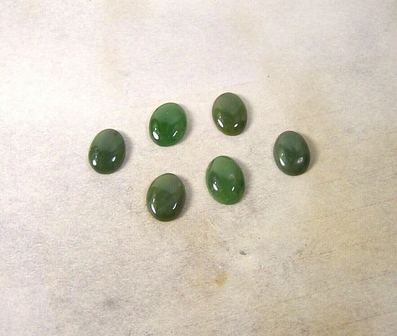 Jade Cabochon Green Natural Nephrite Six Pieces 11mm X 14mm