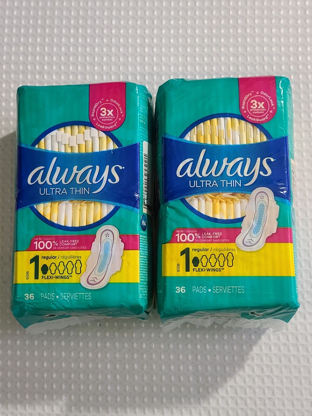 Always Ultra Thin Regular Pads With Wings Unscented (2-pack, 72ct) - New/sealed
