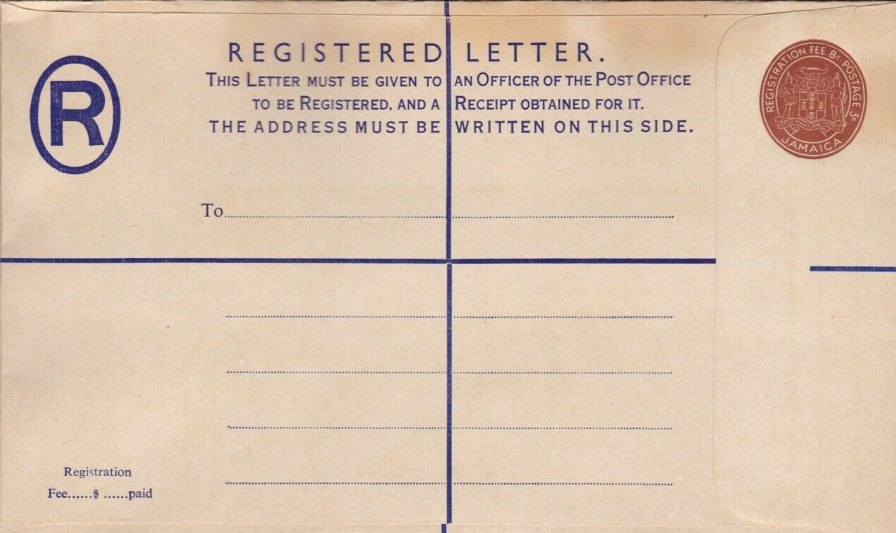 Jamaica, Registered Letter 8c. New / New