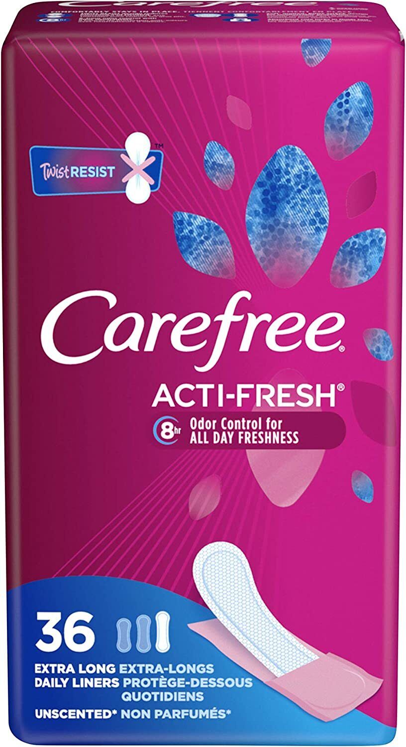Carefree Acti-fresh Extra Long Unscented Daily Liners - 36 Count