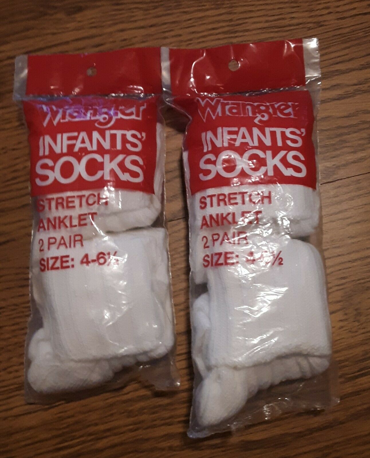 New 4 Pair Vtg Wrangler Toddler Infant Socks Sz 4 - 6½ White Stretch Anklet