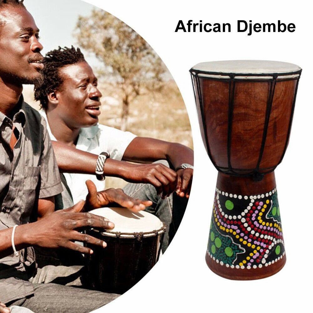 6 Inch African Djembe Drum Hand-carved Solid-wood Goat-skin Traditional E1l5