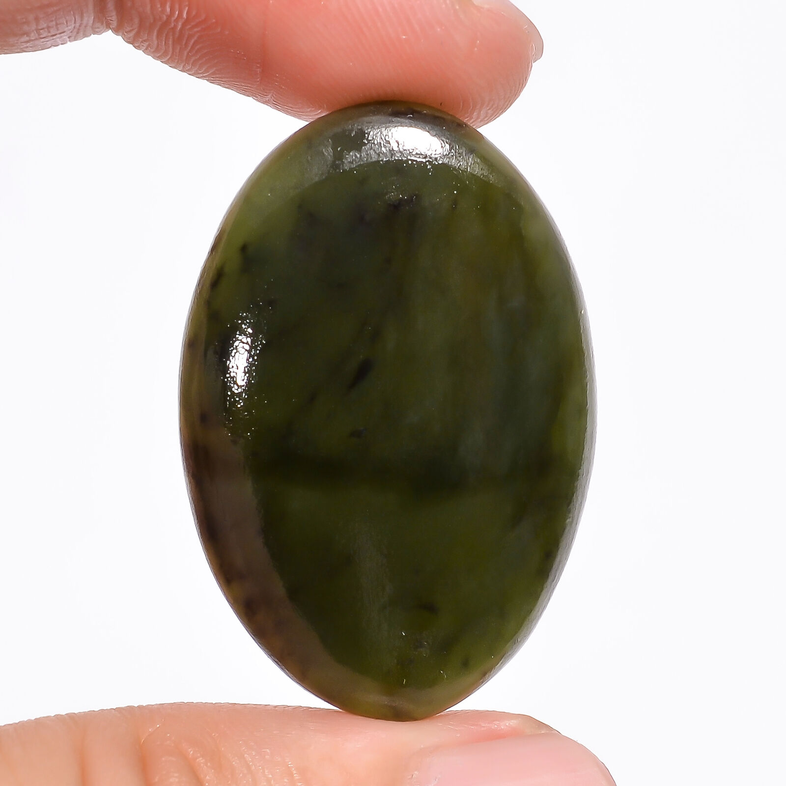 100% Natural Nephrite Jade Oval Shape Cabochon Loose Gemstone 37 Ct. 34x22x5 Mm