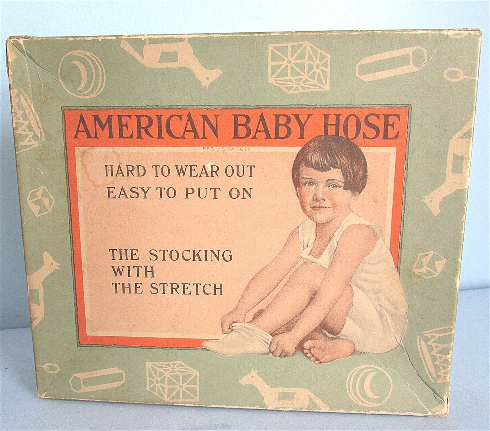American Baby Hose Advertising Stocking Box Only Sock Girl Toy Original Vintage