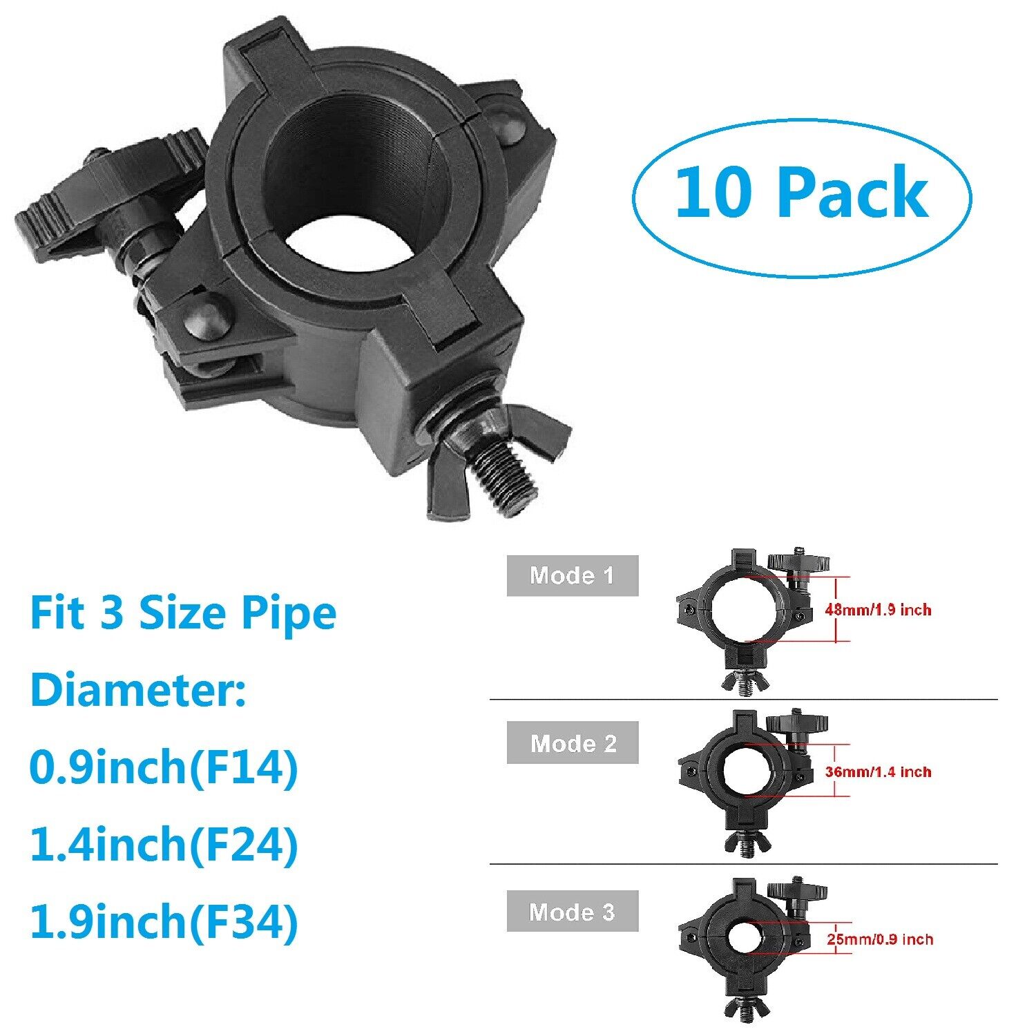 10 Pack Stage Light Clamp For Dj Lighting Duty 33lb O Clamp Fit 25mm,36mm,48mm