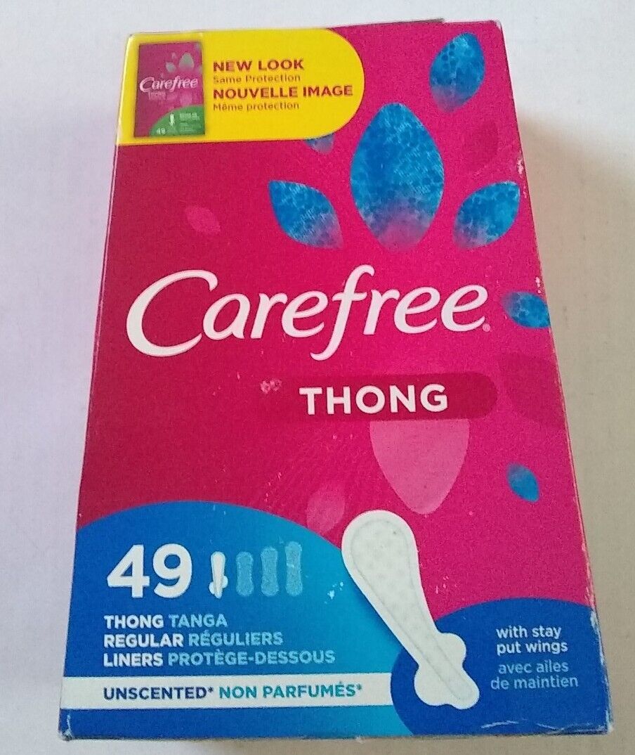 Carefree Thong Panty Liners W/ Stay-put Wings 49 Liners New