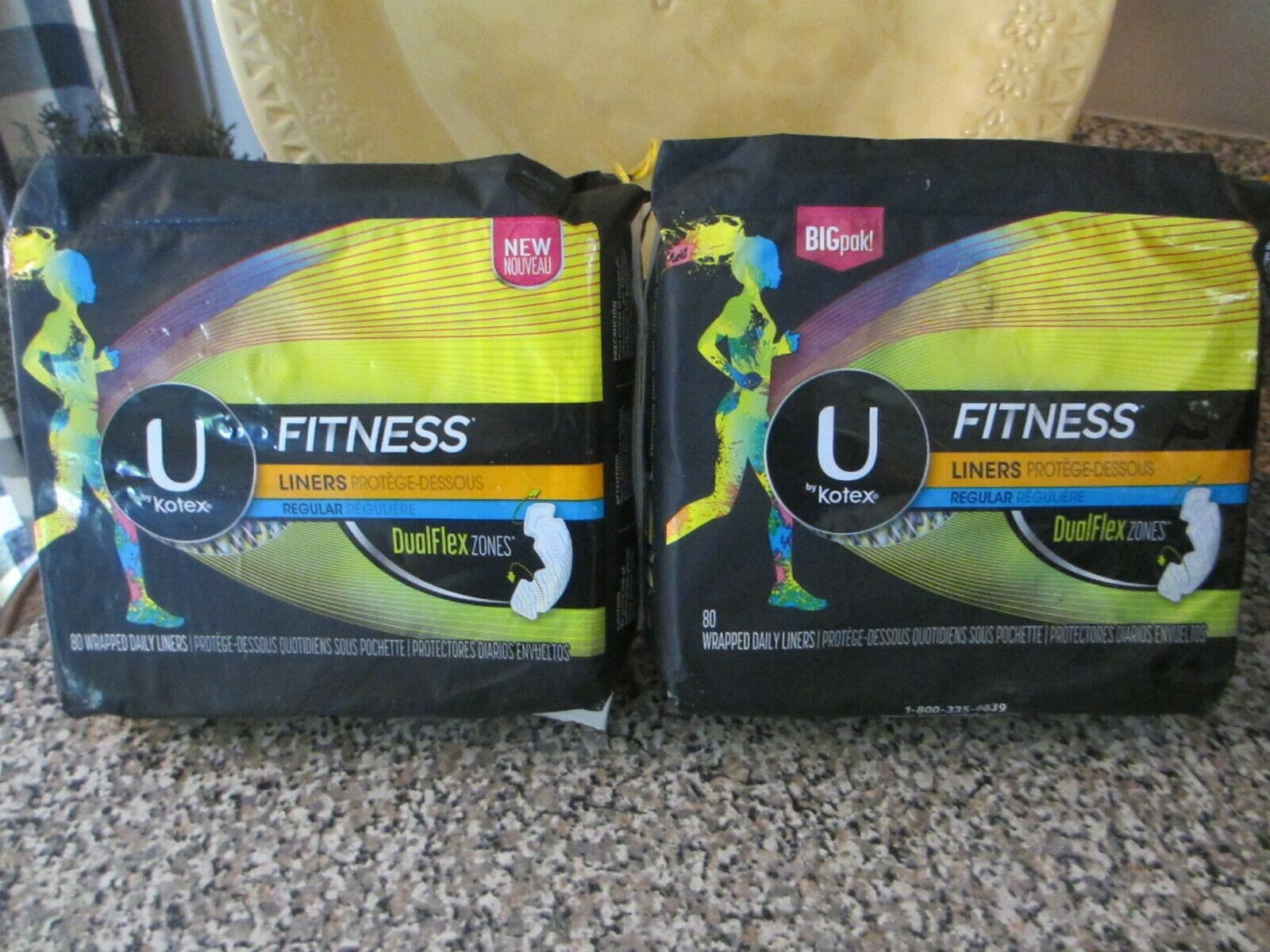 Lot Of 2 U By Kotex Fitness Liners 80 Wrapped Daily Liners Regular **big Pack!**