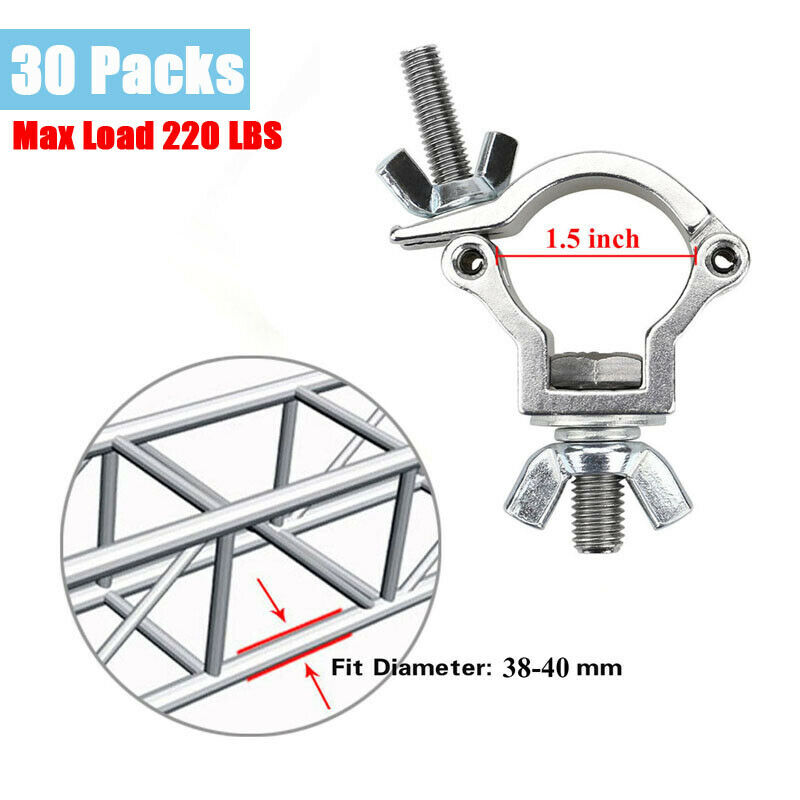 30 Pack Stage Lighting Clamps Truss Hook Quick Lock Load 220lbs Fit 1.57''  Pipe