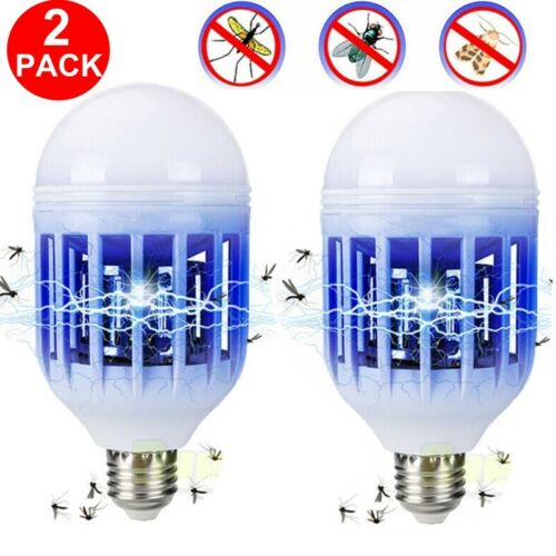 2 Pack Light Zapper Led Lightbulb Bug Mosquito Fly Insect Killer Bulb Lamp Home