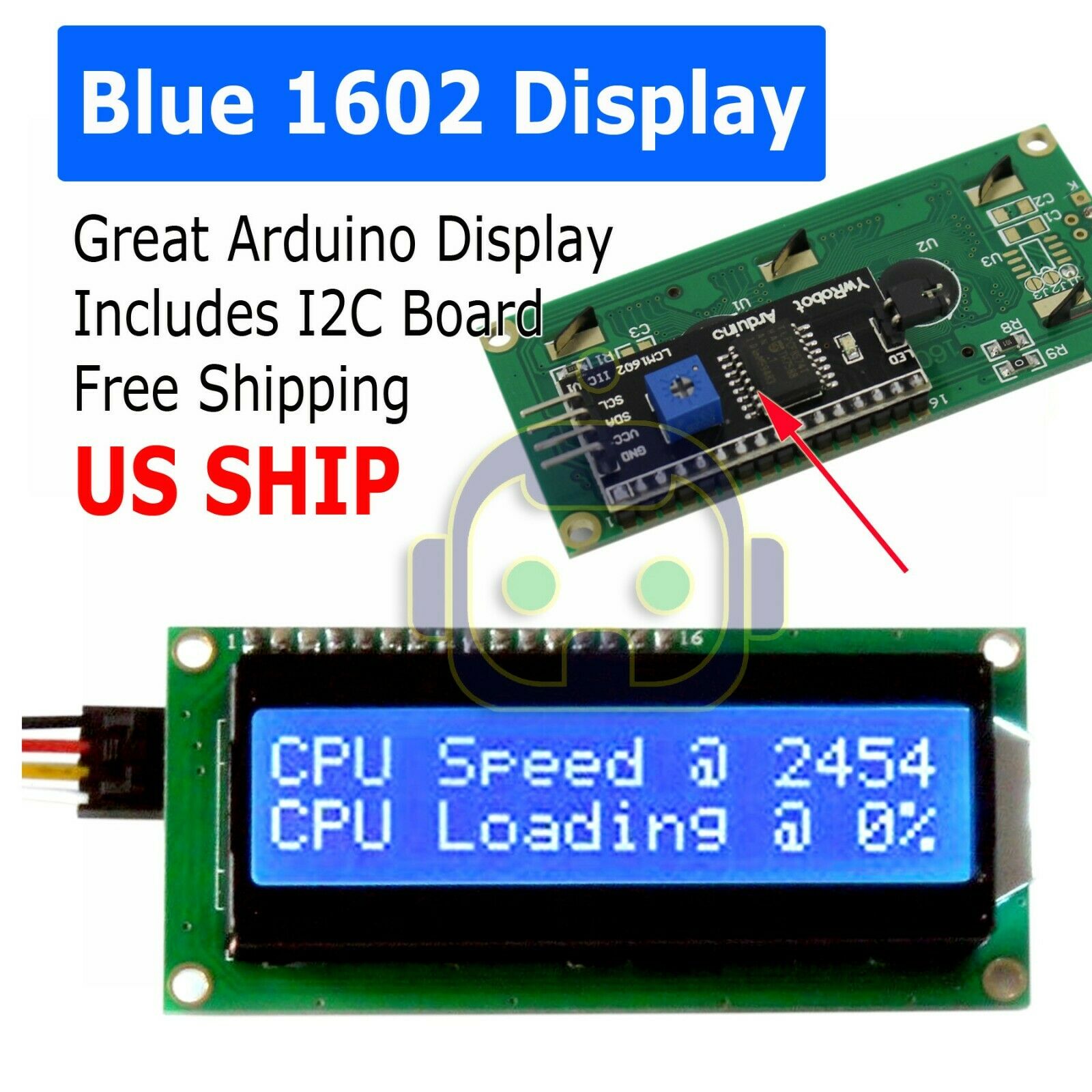Iic/i2c/twi 1602 Serial Blue Backlight Lcd Display For Arduino
