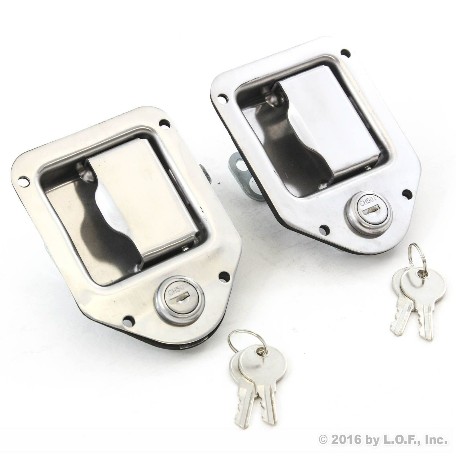 2) Toolbox Lock Stainless Door Key Latch Paddle Handle Rv Trailer 4-3/8" 3-1/4"