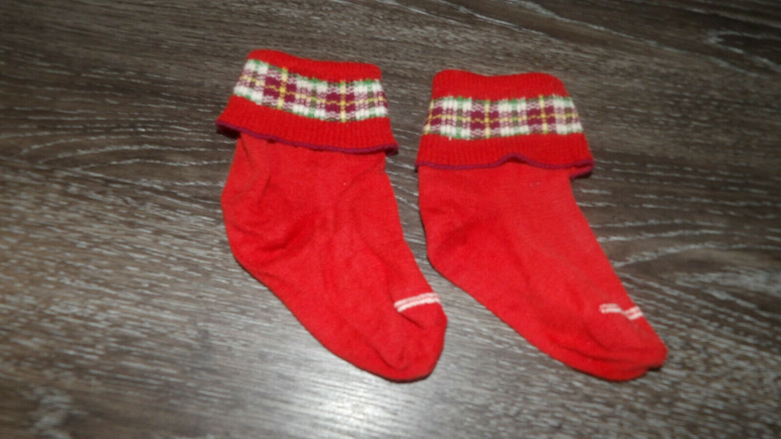 Vintage Girls Ankle Socks Red With Plaid