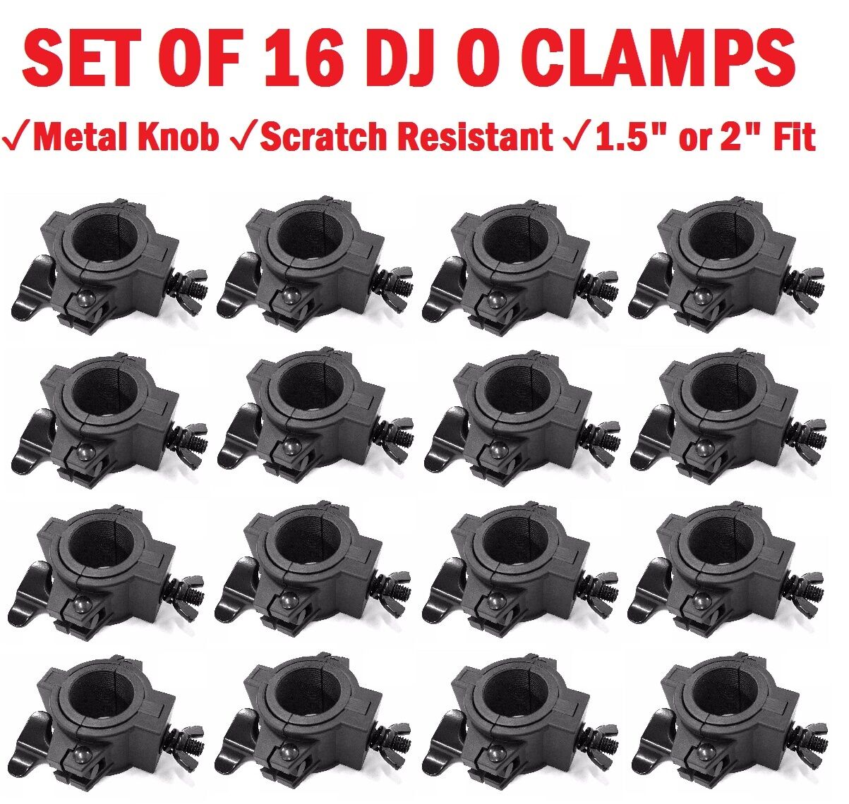 O-clamp 16 Pack Dj Lighting Clamp To Mount Light To 1.5" - 2" Trussing And Pipe