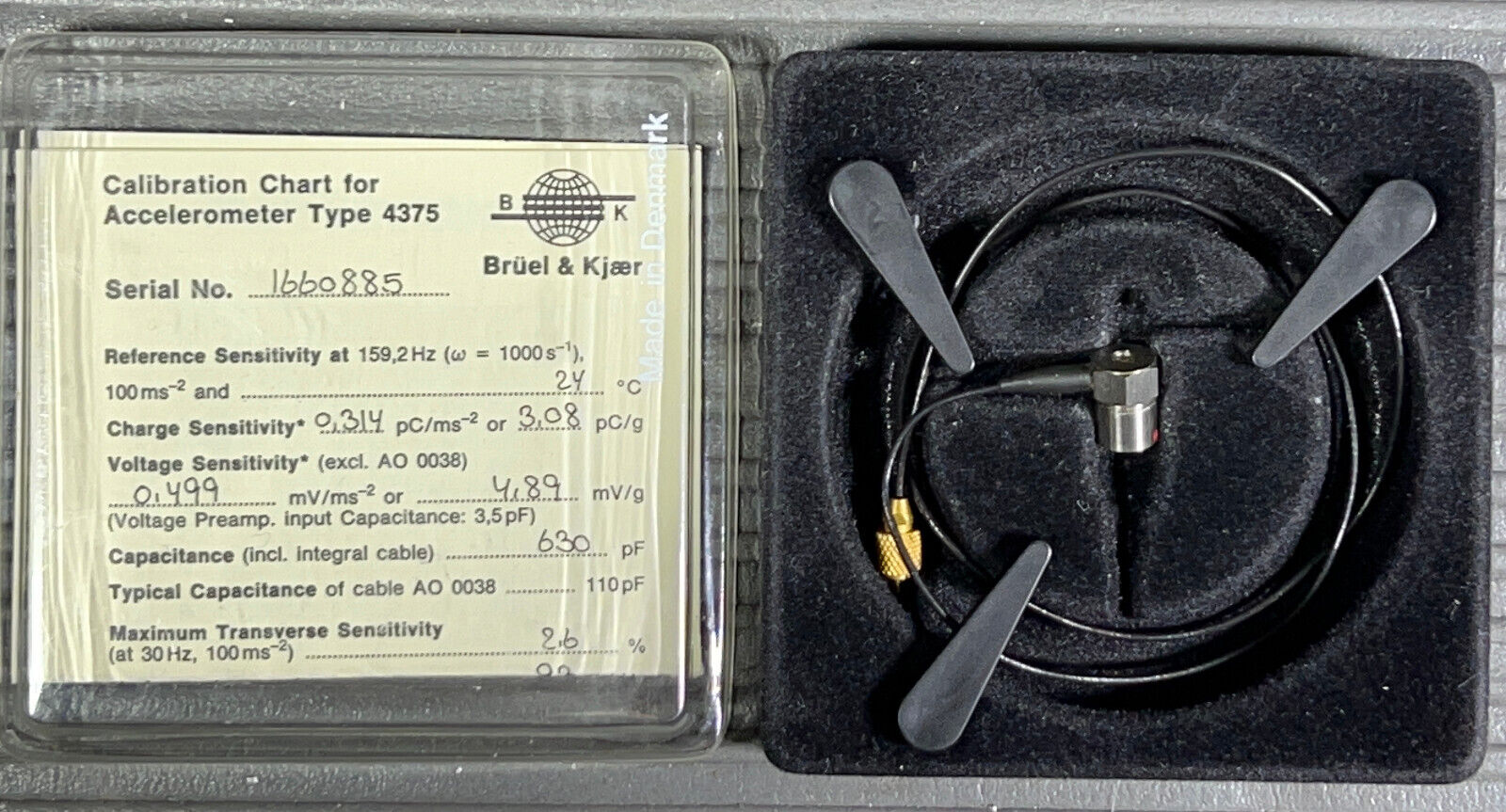 Bruel & Kjaer Accelerometer Type 4375 With Cable