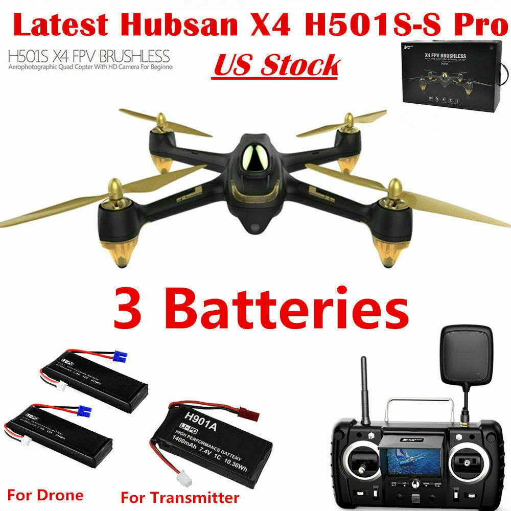 Hubsan X4 H501s S Pro Drone 5.8g Fpv Brushless 1080p Cam Gps Quadcopter+3battery