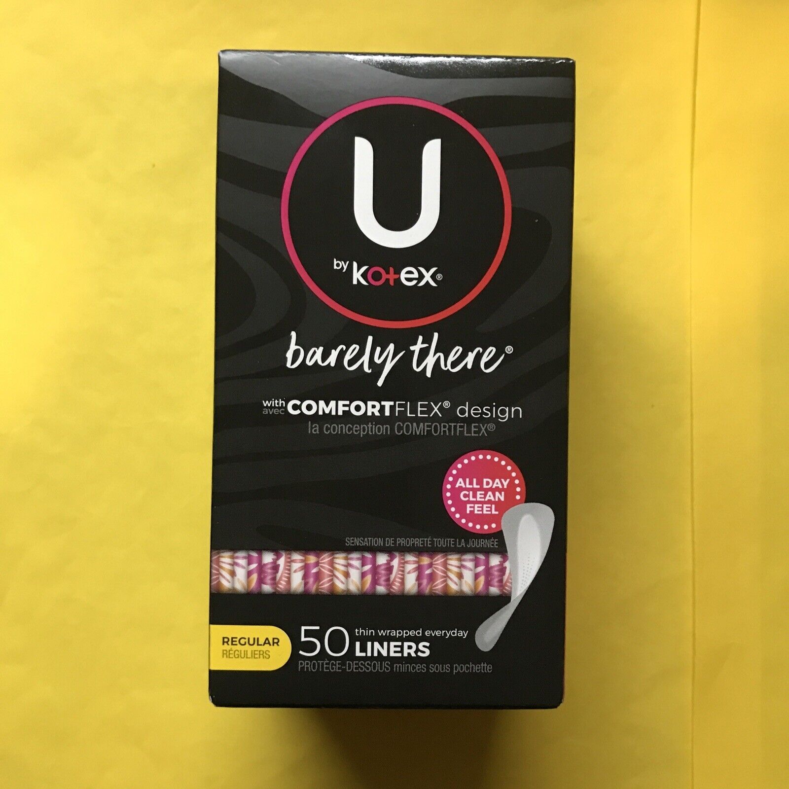 U By Kotex Barely There Regular Liners ~ 50 Ct ~ W/comfortflex Design