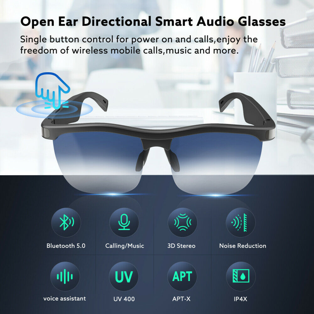 Hands-free Calling Polarized Glasses Lenses Compatible With Ios/andriod Smart Pc