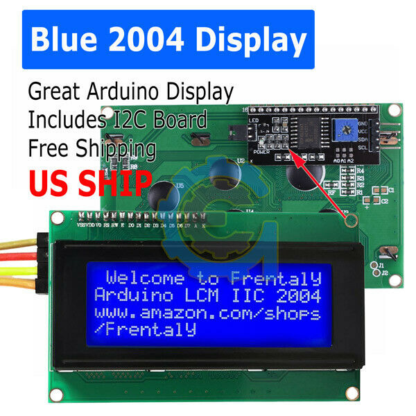 Blue Serial Iic/i2c/twi 2004 204 20x4 Character Lcd Module Display For Arduino