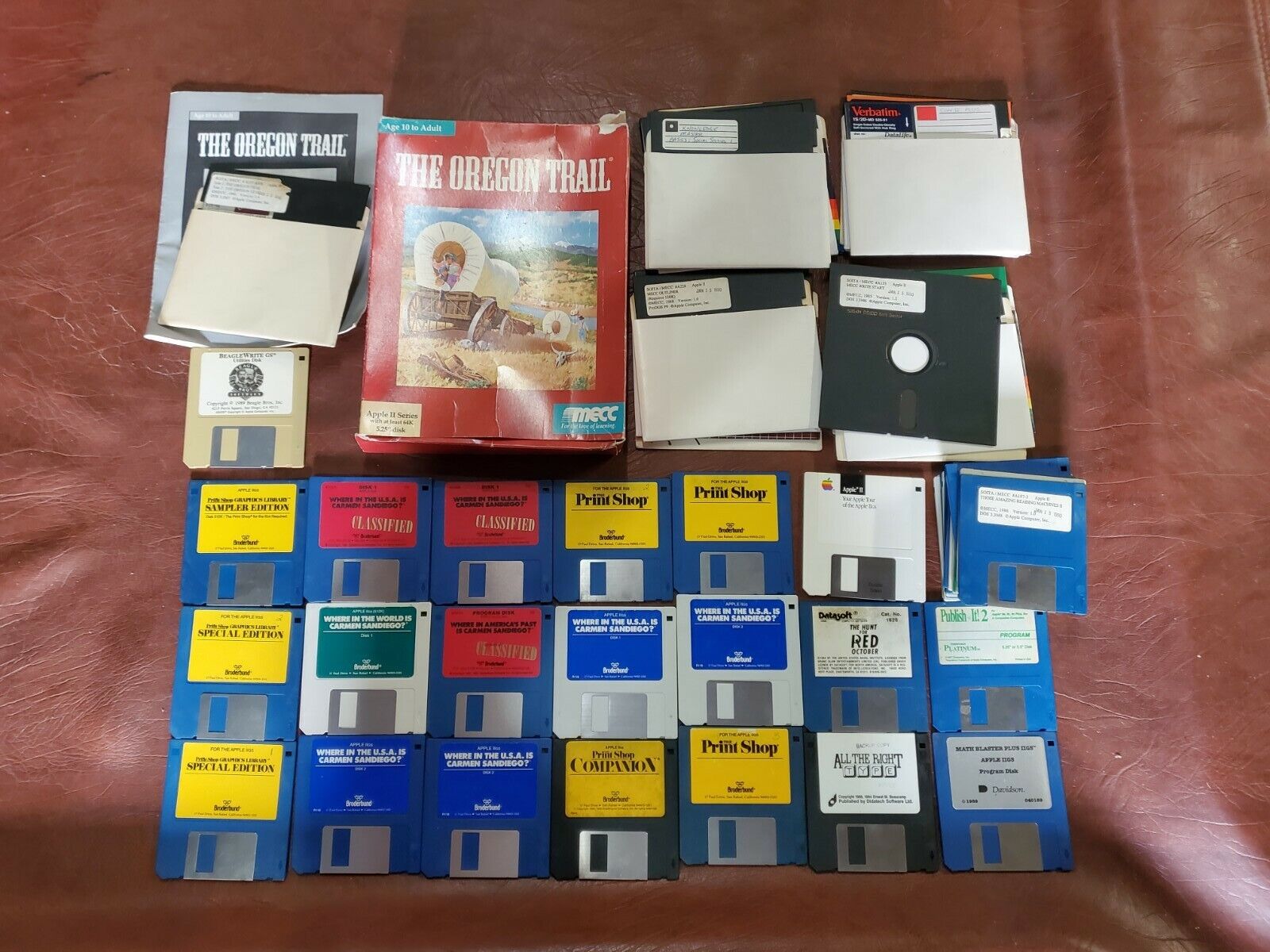 Lot Of 55 Apple Ii Disks With Games And Programs. Gs Oregon Trail Boxed Untested