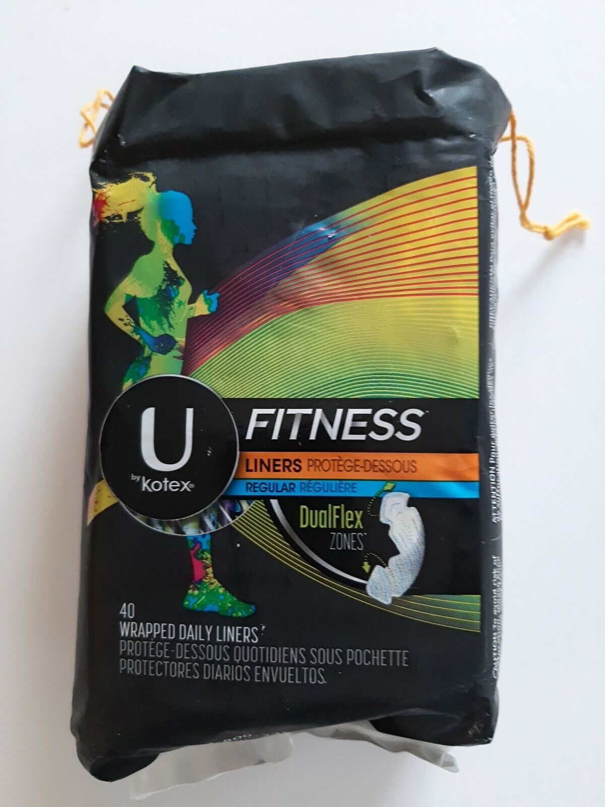 New In Package U By Kotex Fitness Wrapped Daily Liners 40 Ct Regular Dual Flex